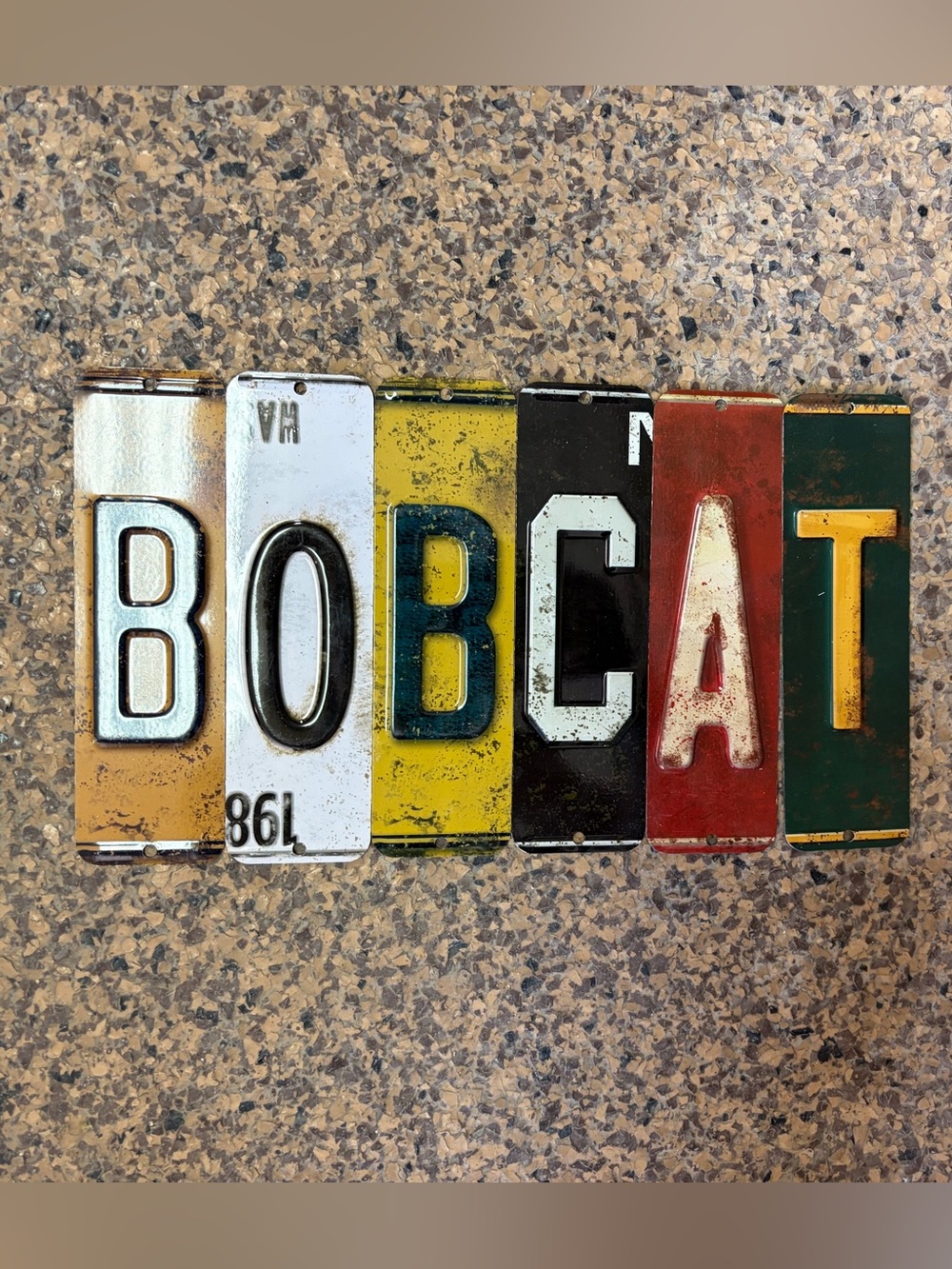 BOBCAT Metal Letters Vintage License Plate Wall Decor